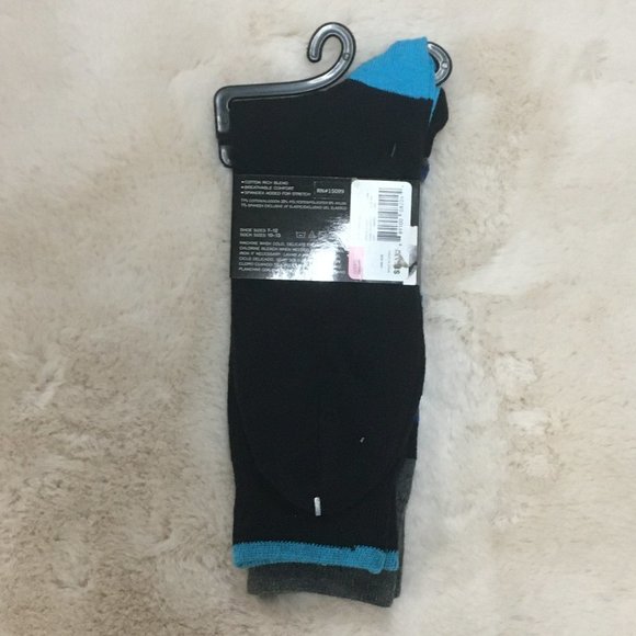 Structure | Men's Crew Socks | 2 Pack | Black, Grey, Blue | Size 7-12 - Picture 2 of 2